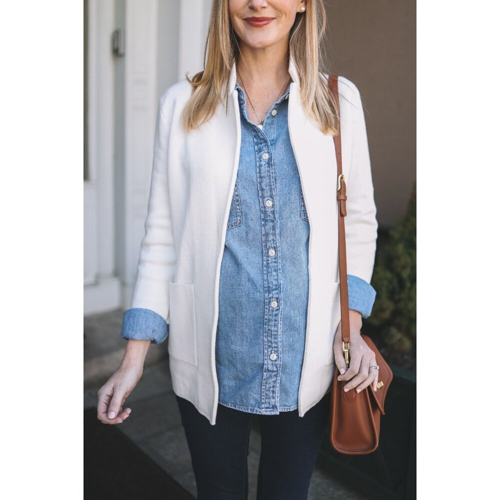 NWT J.Crew Sophie in Ivory Open-Front Sweater Blazer Cardigan S $138 - Picture 5 of 5